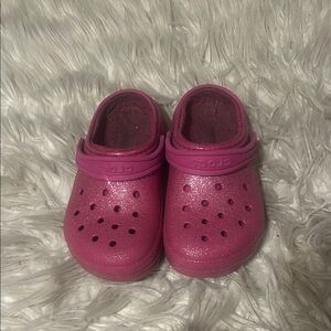 Girls pink glittery CROCS size 13c